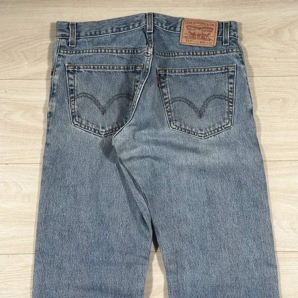 VTG Levis 517 Jeans Mens 32x32 Blue Boot Cut Light Wash Denim Western Rockabilly - Picture 3 of 8